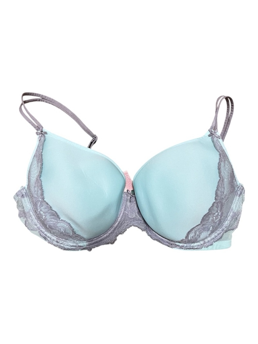 Victoria’s Secret Light Blue Lace Trim T-Shirt Bra Size 36D - Picture 1 of 9